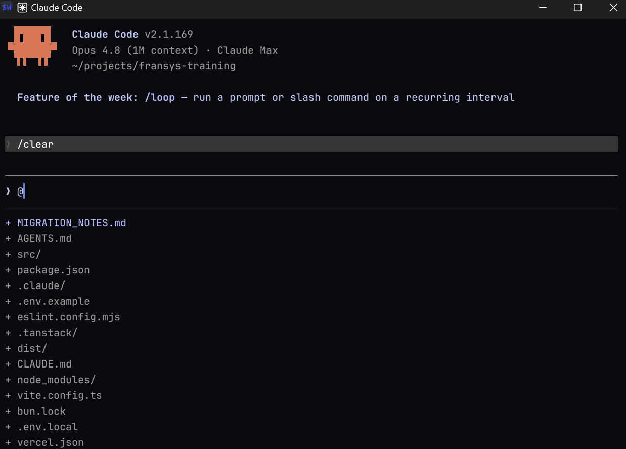 Sélecteur de fichiers (@) de Claude Code pour injecter des fichiers ou dossiers dans le contexte